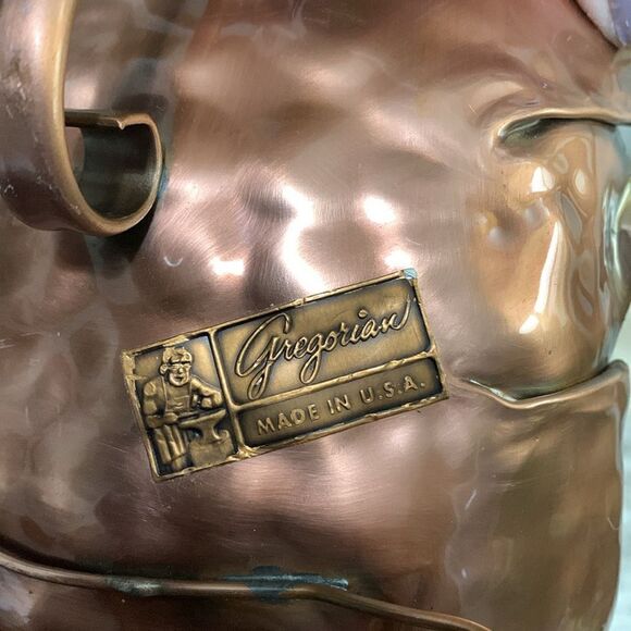 Vintage Gregorian USA Hammered Copper Centerpiece Bowl With 4 Candle Holders - Picture 2 of 16